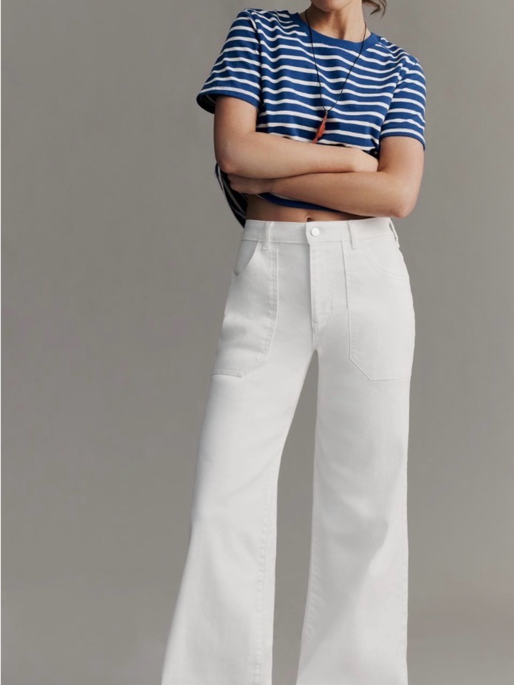White Wide-Leg Women’s Jeans - Classic High-Rise